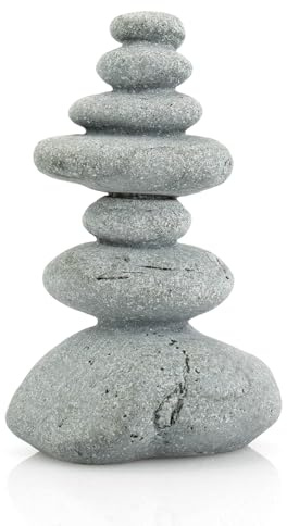 SiissaPeksid Aquarium Decor,7-Stone Mini Stacked Zen Rock Stone Decor – Balanced Stones Cairn Statue for Garden, Fish Tank, and Micro Landscape (3.7 H)