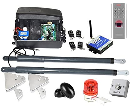 JOJIDE Motor Puerta Corredera, con Teclado de Huellas Dactilares Kit de actuadores de Puerta de abridor de Puerta oscilante automático Opcional 12 V CC por Hoja 200 kg for Entrada,para Puerta(Kit 2)