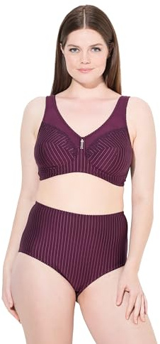 Ulla Popken Damen große Größen Übergrößen Plus Size Entlastungs-BH, Strassanhänger, ohne Bügel traubenrot 125F 658495844-125F