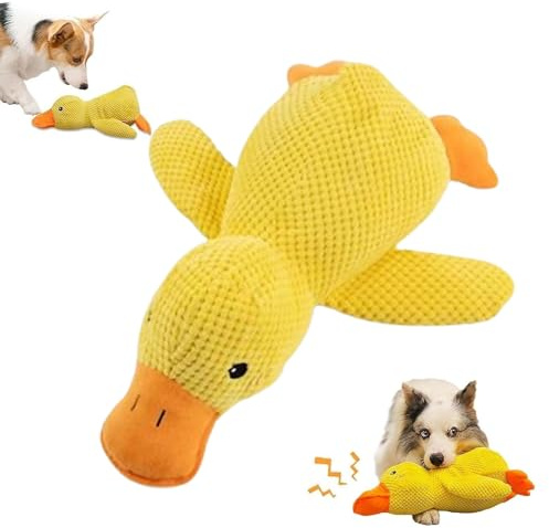 pclapora Peluche Anatra con Squeak per Cani, Paperotto Calmante, Anatra Antistress per Cani, Quack-Quack Duck, Giocattolo per Cane di Peluche, Papera per Cane, per Calma, Coccola e Rassicura Il Tuo