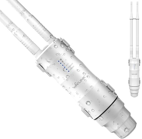 AC1200 WAVLINK Outdoor WiFi Extender, Weatherproof Outdoor WiFi Repeater Extender Signal Booster with POE, Dual Band 2.4/5GHz, Support AP/Repeater/Router Mode, for Yard/Patio/Rural Areas