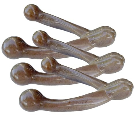 Pet Qwerks Wishbone BarkBone - Nylon Chew Toy for Aggressive Chewers - Bacon Flavor - 8.25 (Pack of 3)