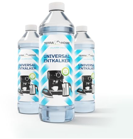 TerraHome Natürlicher Universal Entkalker Kaffeevollautomat & Kaffemaschinen 3x 750 ml | Antikalk Reiniger | Kalklöser für Bad, Küche & Geräte | Frei von Duft- & Zusatzstoffen