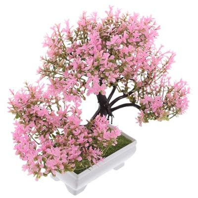 FUTUREORYY Bonsai Artificial Decoración Hogar Planta Interior Simulación Árbol Cerezo Artificial Sin Mantenimiento Maceta Pequeña Decoración Oficina Salón