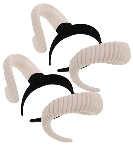 Healeved 2pcs Sheep Horns Headband Ram Horn Hairband for Halloween Cosplay Costume Hair Hoop Accessory for Photo Shoot
