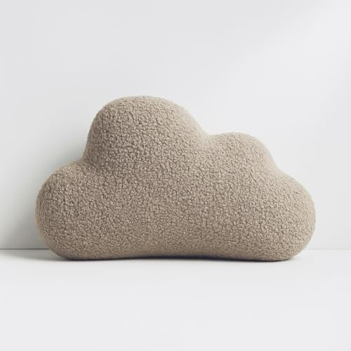 BABEES DEKOKISSEN Boucle Kuschelkissen Wolke GROß 40x25 cm, Flauschiges Deko Kissen Wolkenform Geschenk für Baby & Kinderzimmer Weihnachten Mädchen & Jungen Babyshower beige Creme