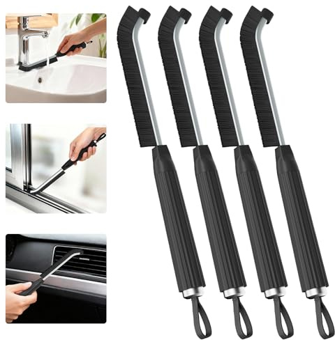 Oderra Spazzola Per La Pulizia Delle Fessure Con Setole Dure, 3 mm Spazzola Pulizia Fessure Per Doccia Cucina Bagno, Spazzole Per Pulire Fughe E Angoli Stretti (4 Pezzi, Nero)