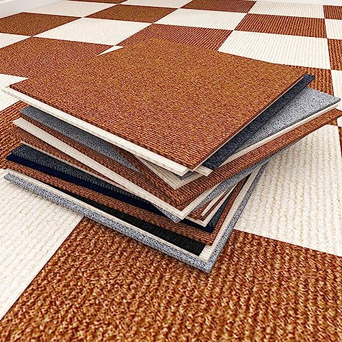 SXSHEYS Lot de 12 Dalles de Moquette Autocollantes, résistantes et insonorisantes, pour Sol en Bois, 61 cm