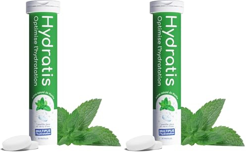 HYDRATIS - Pastilles Hydratation Electrolytes - Menthe - Améliore l'Hydratation et Favorise l'Énergie - Formule Isotonique - Sport, Récupération, Bien-être - 1 tube (20 Pastilles)