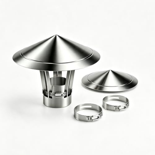 Comignolo Conico Esterno per Camino, Comignolo Antipioggia in Acciaio Inox | Comignolo Antivento Antipioggia Esterno per Camino, Comignolo in Acciaio Inox, Cappello Conico per Canna Fumaria(5.9in)