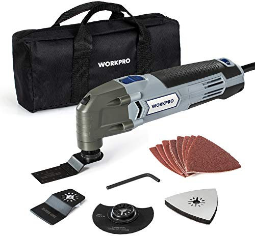 WORKPRO Multifunktionswerkzeug Oszillationswerkzeug Oszillierer Multitool 300 Watt 6 Einstellbare Geschwindigkeiten zum Entfernen,Schaben,Schneiden,Polieren mit 16 Zubehör und Tasche