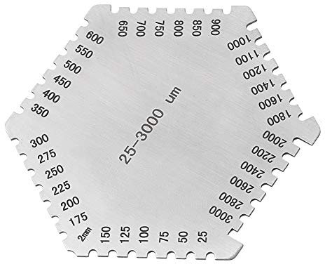 Stainless Steel (E112) HEX High Accuracy Wet Film Thickness Gauge Gage 25~3000um Wet Film Comb Mil Scale for Paint Vanish Thickness Measurement
