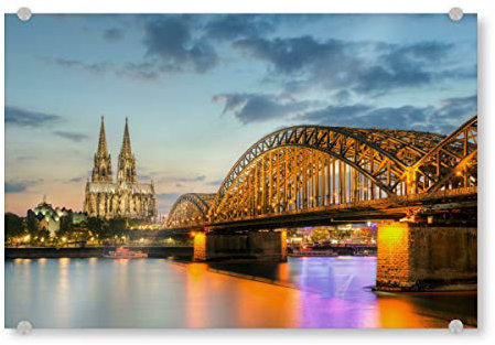 artboxONE Acrylglasbild 30x20 cm Städte/Köln Leuchtendes Köln Bild hinter Acrylglas - Bild Köln Cologne Deutschland