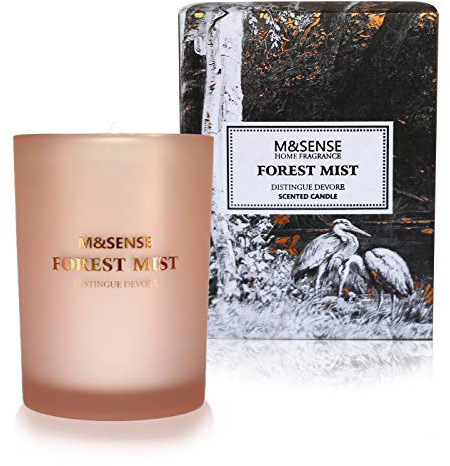 M&SENSE Duftkerze Waldnebel, 100% Natürliche Rohstoffe, Handgefertigt mit 250g Sojawachs, Aromatherapie, 50h Brenndauer, Geschenkverpackung