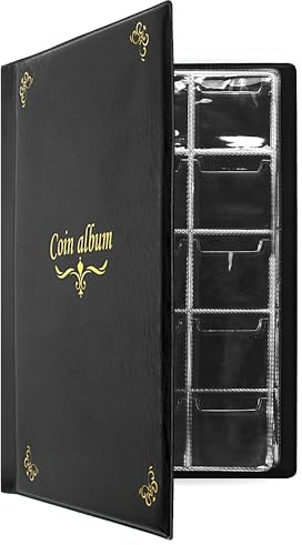 CenterZ 150 Pockets Coin Album, Penny Collecting Book, Souvenir Coins Collection Holder, Ideal for Pressed Pennies Passport, Hobby Coin Collector, Money Specie Display Storage Case (English, Black)