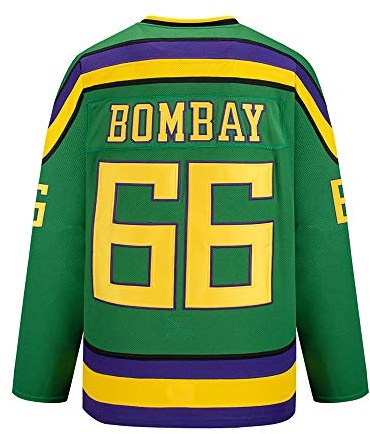 Yajun Gordon Bombay #66 Mighty Ducks Película Camisetas Hockey Jersey sobre Hielo NHL Hombre Ropa Respirable T-Shirt de Manga Larga,2XL