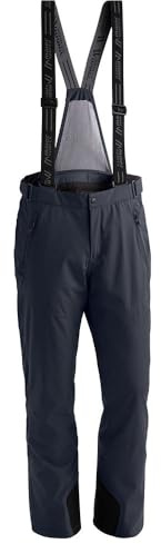 Maier Sports Anton 2, Herren Skihose, Wasserdichte Schneehose mit Hosenträgern, Stretchmaterial und verstellbarer Bund, PFC-frei, mTHERM Wattierung & mTEX Wetterschutz, Blau, Gr. 60 (W42/L33)
