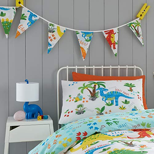 Mädchen/Jungen Wimpelgirlande für Kinderzimmer - mit niedlichen Dinosauriern - mit dreieckigen Wimpeln - doppelseitig - 3,1 m lang