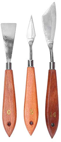 Juego de cuchillo de paleta de artista de acero inoxidable de 3 piezas, juego de cuchillo de paleta de espátula para pintura, juego de cuchillo de pintura de raspador de mezcla para pintura acrílica
