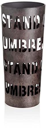 Baroni Home Portaombrelli Design Moderno Porta Ombrelli in Ferro Scuro con Scritte Traforate Ø 22X50 cm (Ferro Scuro)