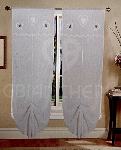 Coppia Tende a Pacchetto Regolabili a Vetro ESTER per Finestra 60X150cm e Portafinestra 60x240cmpronte da appendere (60x240, Bianco-Grigio)