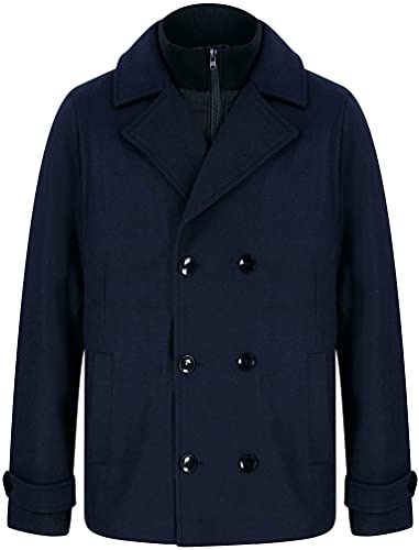 Tokyo Laundry Men's Finley Double Breasted Pea Coat with Funnel Neck Insert