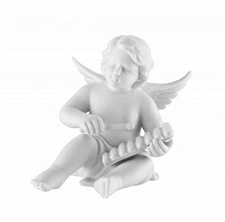 Ange de déco en Porcelaine Biscuit Blanc Mat Jouant du Xylophone Rosenthal Qualité 14 cm en Carton Cadeau