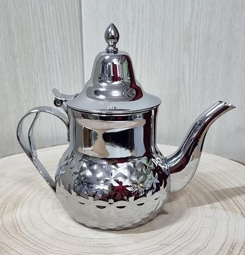 Teiera arabo realizzata in acciaio inossidabile - Teiera con filtro integrato 800 ml e manico autentico, modello stampato con design classico