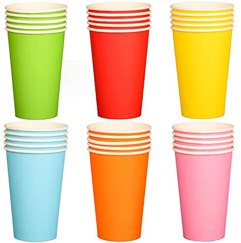 UNVOJL Lot de 36 grands gobelets en carton jetables multicolores de 473,6 g