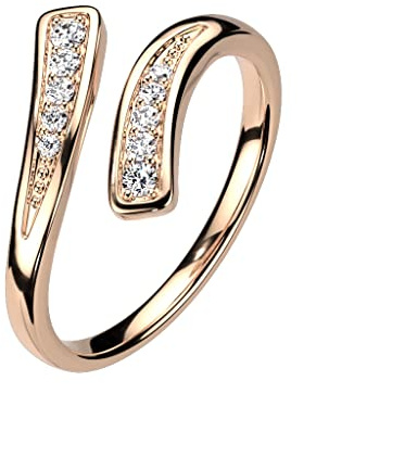 Paula & Fritz® Ring Damen Verstellbar Zirkonia 316L Chirurgenstahl Zehenring Mittelring Partnerring Freundschaftsring Offen Einstellbarer-Ring