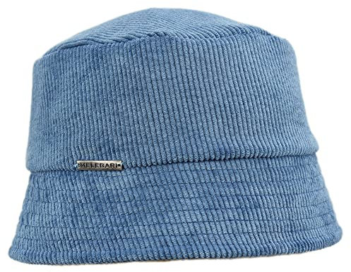 MELEGARI Damenhut Cloche Lucca | Cord-Samt | Futter aus Fleece Fleece Polar | Tasche | Made in Italy, hellblau, One size