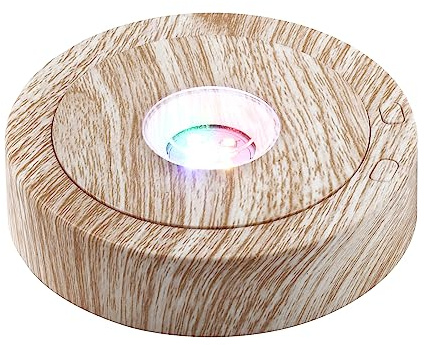 Onepec Rotating LED Base - Positive and Negative Rotation Display with 7 Lights Wood Grain Led Base Light for Glass Crystal Art, Nice Holiday Party Christma Decor