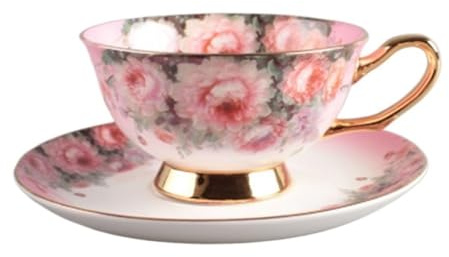 RaamKa Service à Café Style Fleur Tasse à thé Porcelaine Saint Valentin Cadeau Haute qualité Tasse à café et Soucoupe en céramique Porcelaine Anglaise (Size : 220ml, Color : Style C)