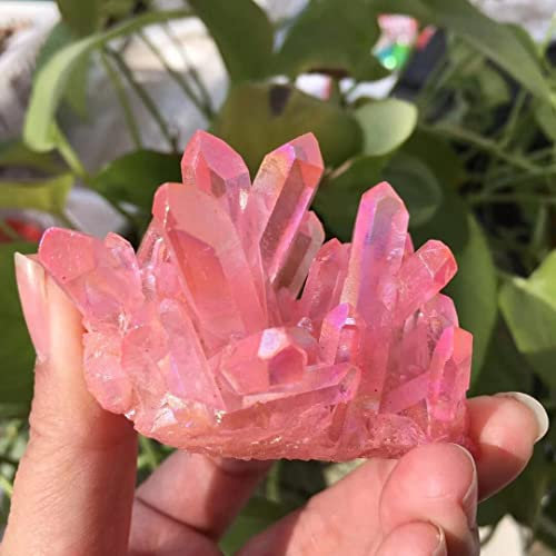 ITCLEYMDZV Spécimen guéri 70g amas de Quartz de Cristal Naturel spécimen coloré Enduit de galvanoplastie Pierre Reiki décoration de la Maison Artisanat en Cadeau