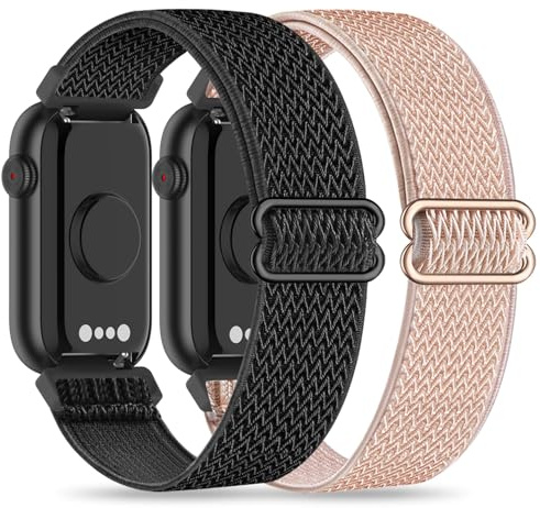 HQzon Dehnbare 16 mm Nylonbänder, kompatibel mit Fitvii HM08/MorePro HM08/Amzhero-Runfit D26/Kalinco Slim Fitness-Tracker, 2 Stück