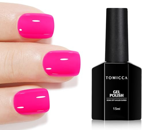 TOMICCA UV Nagellack Neon Pink, 15ml UV Gel-Polish für Anfänger DIY Home, Gel für Nail Art und Maniküre Salon