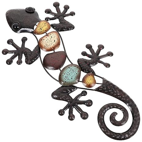 ORFOFE Gecko Wanddekoration Eisen Rostbeständig Garten Und Wohnraum Ornament Kreativ Handgefertigt
