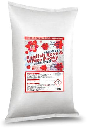 Earth's Scents English Rose & Peony Non-Bio Washing Powder 10KG - Professional Laundry Detergent 200 Washes