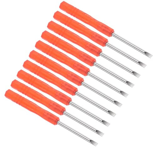 CoCud Cacciavite Taglio Piccolo Dimensioni 3mm Lunghezza 85mm Cacciavite Piatto Acciaio con Impugnatura Rossa Antiscivolo - (Applicazioni: per Occhiali Orologi Elettronica Computer) 10pz
