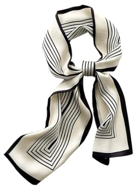 Double-sided Fashion Silky Twill Headscarf Wrap Breathable Lightweight Neck Scarves For Handbag 6.3 x 59 inch 34