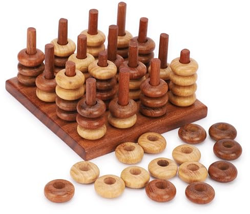 Ajuny 3D Quattro in Fila Gioco di Strategia in Legno - Sfida la Tua Mente con il Gioco da Tavolo 3D Four Connect Fatto a mano in Legno per 2 Giocatori Perfetto per Famiglie, Bambini e Adulti Regalo