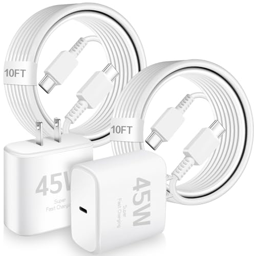 Super Fast Samsung Charger,45W Samsung Charger Fast Charging,2Pack Super Quick USB C Android Phone Charger 10FT Long Type C Charging Cord for SamsungGalaxy S26 Ultra/S26+/S25+/S24/S23 FE/S22+/S21/S20