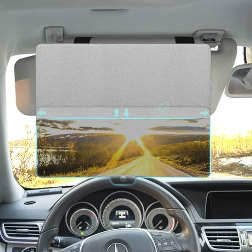 JGGDDU Car Sun Visor Extension for Drivers or Passenger on the Front Seats, Protect Against Glare, UV Rays, Sun Protection Extension for Safe Driving, Universal, Grey