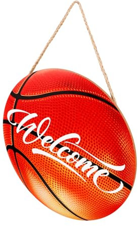 Cabilock Hanging Welcome Sign Basketball Design Front Door Decor Home Accessory