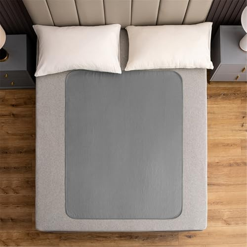 LVYUDS 4 Lagen Stoff Inkontinenzauflage Wasserabsorption Auslaufsicher Inkontinenzunterlage Waschbar Kein Farbverlust ältere Menschen Inkontinenz Bettunterlage Atmungsaktiv(Gray,100x140cm)