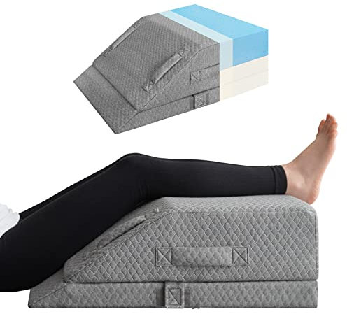 KingPavonini Verstellbare Beinhochlagerungskissen für Schwellungen, Kühlende Gel Memory Foam Kissen für postoperativ, Ischias Rücken Knie Hüfte Knöchel Schmerzlinderung, für Schlaf Durchblutung