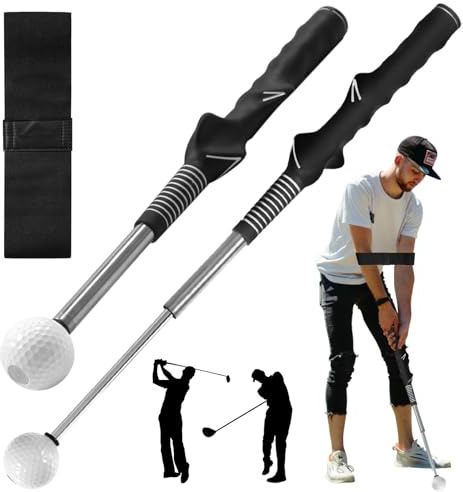 Retractable Golf Swing Trainer Golf Grip Training Aid with Arm Band | Golf Training Aids|Golf Swing Training Aid|Adjustable Golf-Grip Trainer for Posture Correction Strength|Golf-Accessories