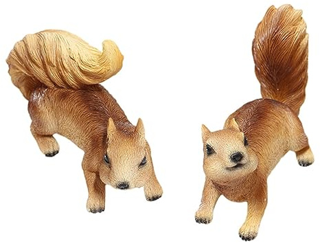 TOBBOMEY 2pièces Figurine Écureuil Décoration De Jardin Originale pour Aménager Votre Espace Extérieur Et Embellir Votre Pelouse