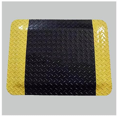 Anti-Ermüdungsmatte aus Schwamm für Arbeitsplätze – Schwarz/Gelb, 20 mm dick, industrielle PVC-Schwamm-Stehmatte für Lager, Fabrikarbeit (90 x 60 cm)