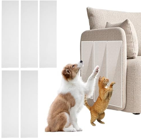 GWCYMYD 5 Pcs Anti Pet Scratch Tape, 40''x 8'' Clear Door Scratch Protector for Carpet Sofa Couch, Door Protector from Dog Scratching (5 Pcs)